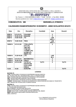 comunicato esami idoneit&agrave; - Istituto Professionale Statale