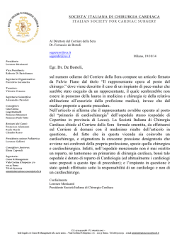 Egr. Dr. De Bortoli, sul numero odierno del Corriere della