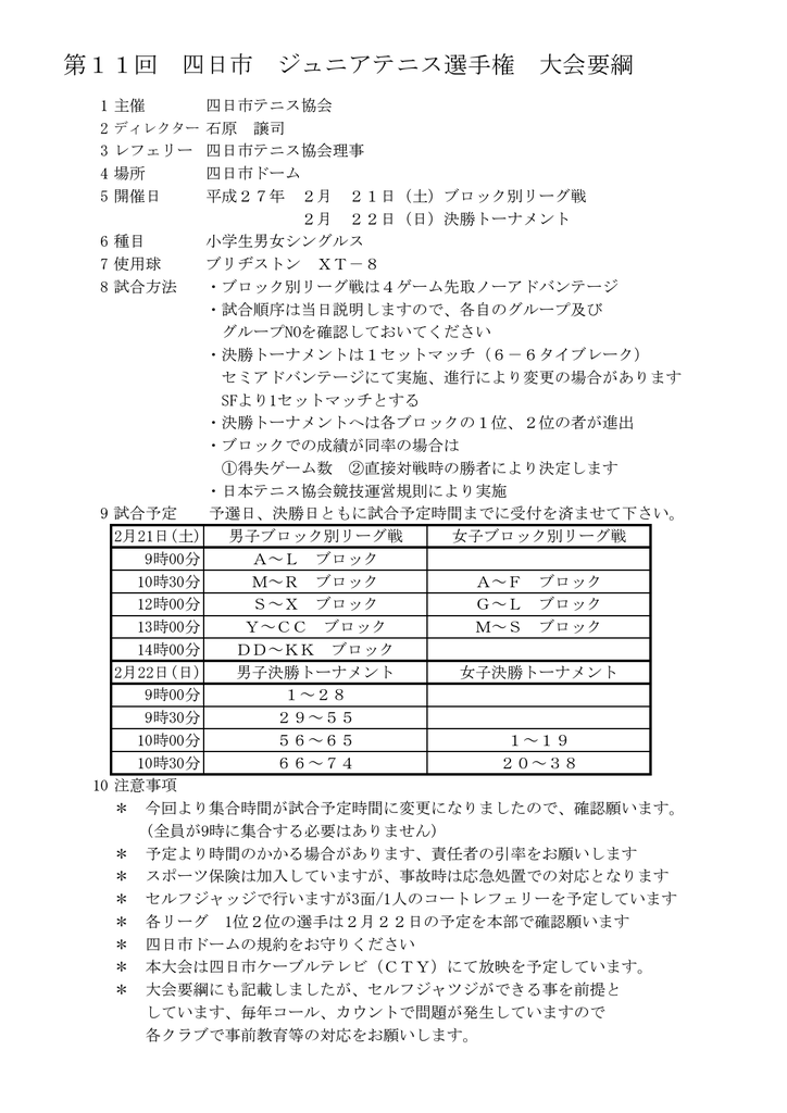 大会要項 ドロー