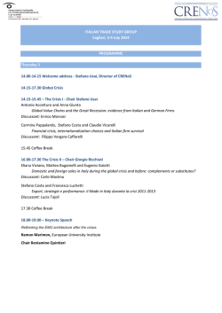 ITALIAN TRADE STUDY GROUP Cagliari, 3-4 July 2014