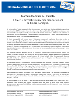 Comunicato - Giornata Mondiale del Diabete