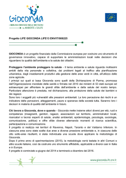 Progetto LIFE GIOCONDA LIFE13 ENV/IT/000225 GIOCONDA è un