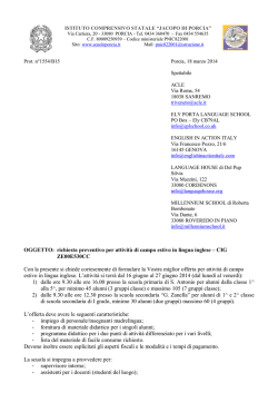 OGGETTO: richiesta preventivo per attivit&agrave; di campo estivo in lingua