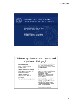 Settimana 8. Regressione lineare - Dipartimento di Scienze sociali e