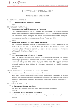 Circolare Settimanale N&deg;36 del 26.09.2014