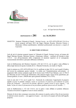 sezione lavoro - nn. 6551-6552-6550 del 12.6.14 su ricorsi proposti