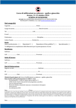 Corso di infiltrazioni su cadavere - spalla e ginocchio Arezzo