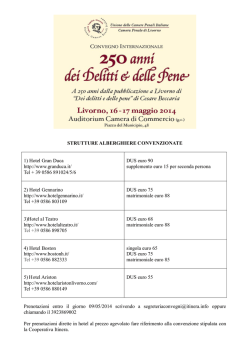 Convenzioni alberghiere Convegno Livorno 16/17 maggio 2014