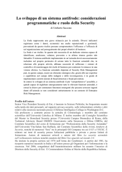 considerazioni programmatiche e ruolo della Security