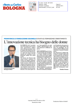 26 novembre 2014 &ndash; La tecnica &egrave; ragazza &ndash; Il Resto del Carlino