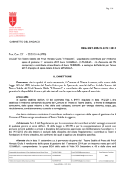 GABINETTO DEL SINDACO REG. DET. DIR. N. 3372 / 2014 Prot