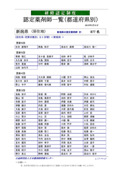 認定薬剤師一覧（都道府県別）