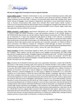 Nel mese di maggio 2014 il municipio ha evaso le