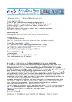 Primazona NEWS n. 76 di luned&igrave; 29 settembre 2014 Vela e regate