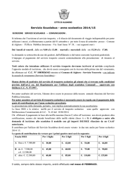 Servizio Scuolabus - anno scolastico 2014/15 - Alghero