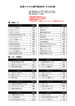 H26 全道フットサル選手権2015（U-14の部） 組合せ