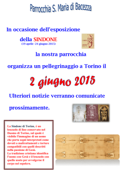 Primo avviso sulla gita alla Sacra Sindone del 02-06-2015