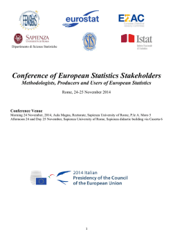 C Confer rence e of E Europe ean S Statist tics St Stakeh