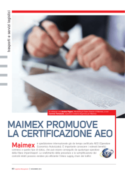 MAIMEX PROMUOVE LA CERTIFICAZIONE AEO