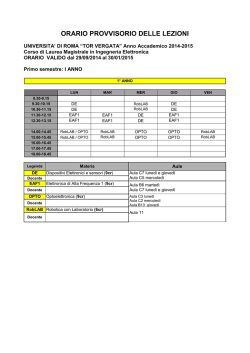 orario provvisorio delle lezioni