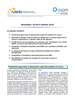 Newsletter 18 del 9 ottobre 2014