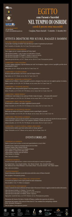 Calendario attività didattiche per scuole, ragazzi e bambini