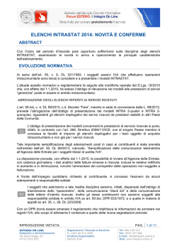elenchi intrastat 2014: novit&agrave; e conferme