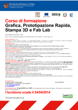 Corso di formazione Grafica, Prototipazione Rapida, Stampa 3D e
