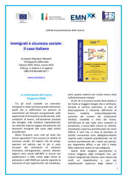 Scheda EMN immigrati e sicurezza sociale