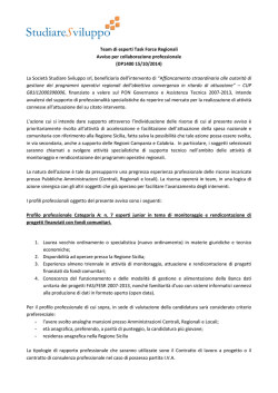 Avviso esperti monitoraggio e rendicontazione