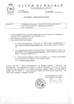 Esito di Gara Tesoreria