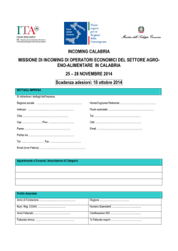 Scheda adesione INCOMNIG CALABRIA