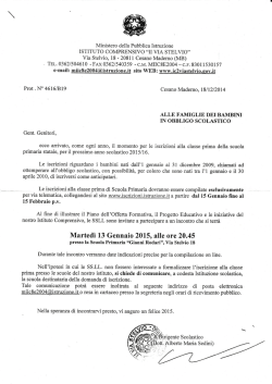 Invito Serata Genitori 13 Gennaio - Istituto Comprensivo II via Stelvio