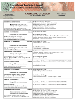 CALENDARIO LITURGICO
