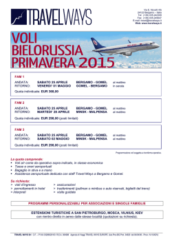 FAM 1 ANDATA: SABATO 25 APRILE BERGAMO