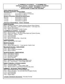 Intenzioni di Sante Messe &ndash; Orario / Schedule