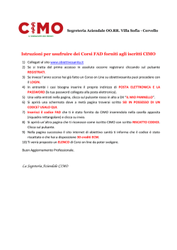 Istruzioni per usufruire dei Corsi FAD forniti agli iscritti CIMO La
