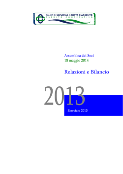 Bilancio 2013 - Banca di Saturnia