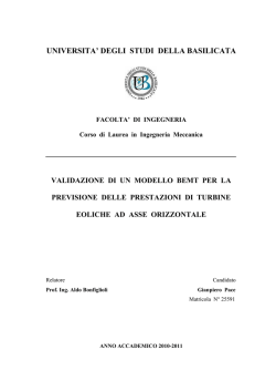 Validazione di un modello BEMT per la previsione delle prestazioni