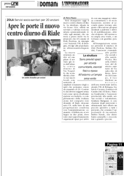 Apre le porte il nuovo centro diurno di Riale
