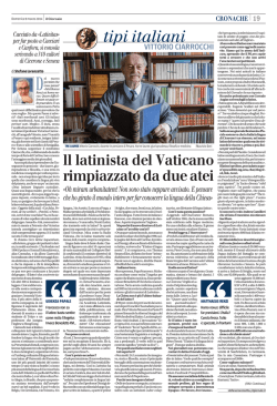 ll latinista del Vaticano rimpiazzato da due atei
