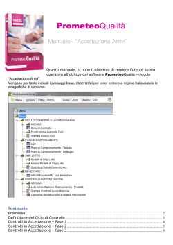 Manuale– “Accettazione Arrivi” - Software gestione sistema Qualità