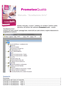 Manuale&ndash; &ldquo;Accettazione Arrivi&rdquo; - Software gestione sistema Qualit&agrave;