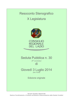 Giovedì 3 - Consiglio Regione Lazio