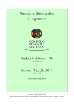 Gioved&igrave; 3 - Consiglio Regione Lazio