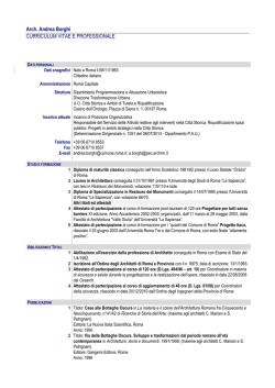 Arch. Andrea Borghi CURRICULUM VITAE E