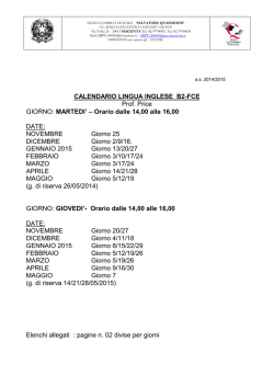 Corso INGLESE B2 FCE Docente Prof. Price