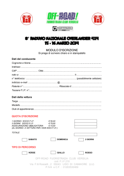 Modulo di Iscrizione - Off Road! Club Versilia.
