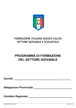PROGRAMMA DI FORMAZIONE DEL SETTORE GIOVANILE