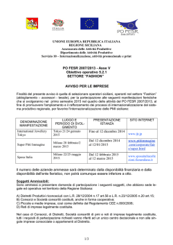 Avviso Settore Fashion 2015
